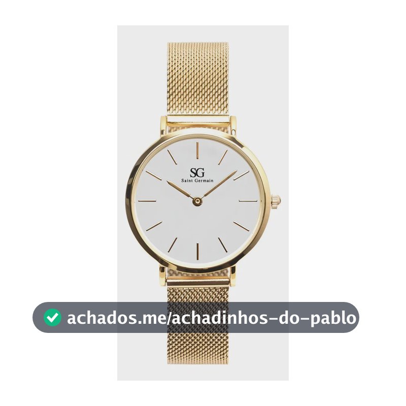 Relógio Feminino Dourado Chelsea Gold 32mm Fundo Branco Saint Germain