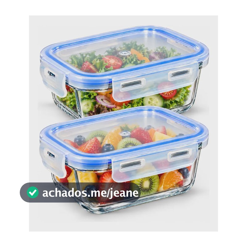 Kit 2 Potes De Vidro Borossilicato 640ml Herméticos Marmita Transparente