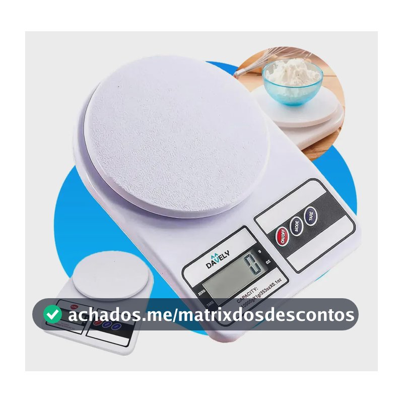 Balança Digital De Precisão Davely Cook Cozinha Para Uso Domestico E Profissional Fitness Ideal Para Dietas Treinos Alimentos Confeitaria Nutrição Capacidade Máxima 10 Kg Branco