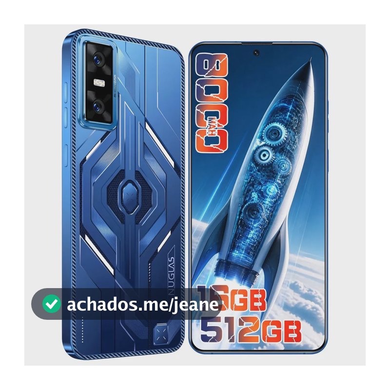 Smartphone Nuglas GT 30 Pro 5G,512gb,16gb Ram,Dimensity 9200 Octa Core Android 16 Dual SIM Tela 6,82 Polegadas Câmera 108 Mp + 32 Mp Bateria 8000mAh Impressão Digital Para Jogos Trabalho Azul