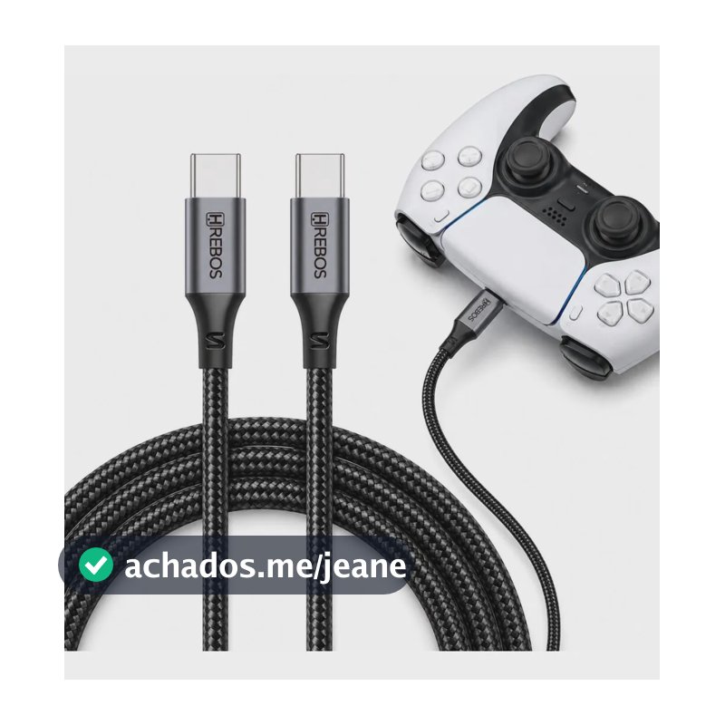 Cabo Carregador Usb-c 3 Metros Para Controle Ps5 E Ps5 Pro Preto