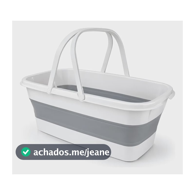 Balde Dobrável Retrátil Com Alça Rodinha Para Rodo Mop Flat Azul
