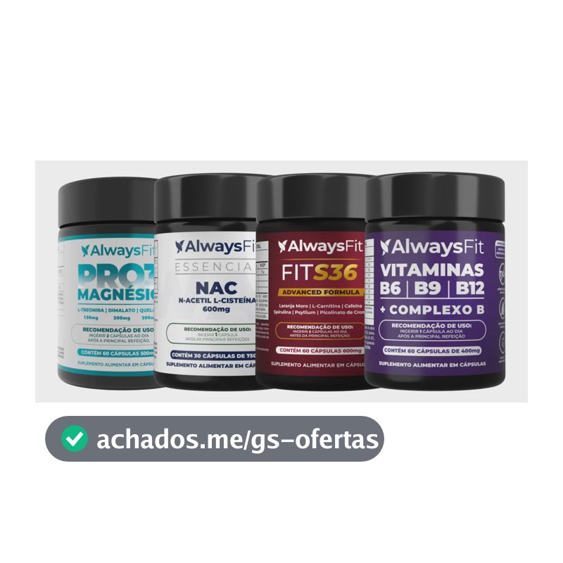 Kit Pro Saúde Alwaysfit | Pro3magnesio + Nac + Complexo B + Fits36 | 4 Suplementos