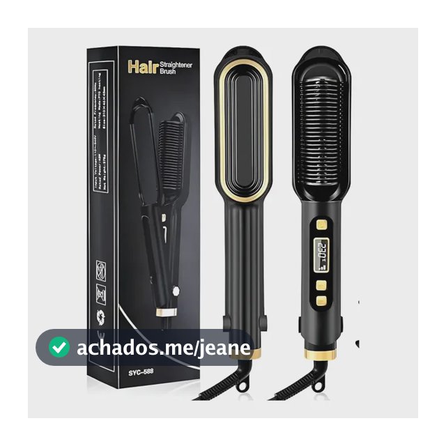 Escova Alisadora 2 Em 1 Visor Digital 120v Preto [detectores De Voltagem]