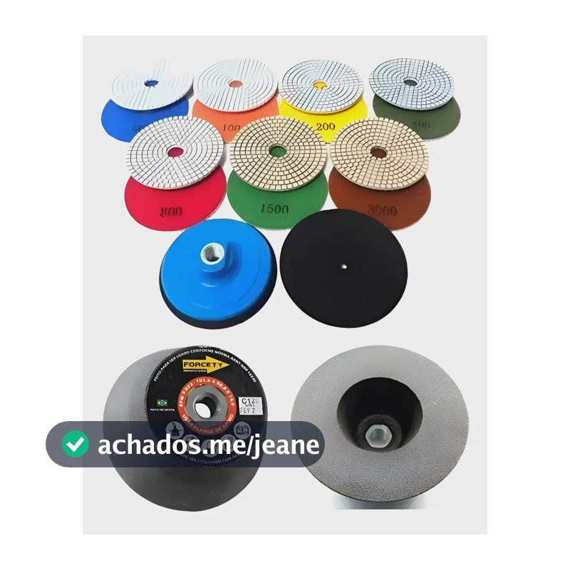 Kit Acabamento Porcelanato Lixa 50 100 200 Suport Rebolo 120 Preto