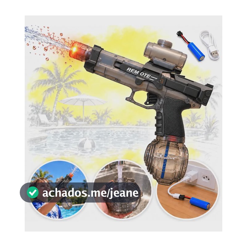 Pistola De Água Elétrica Automática Arma Brinquedo Water Gun Preto