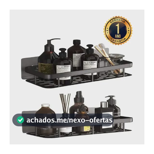 Kit 2 Suporte Porta Shampoo Sabonete Prateleira Banheiro Adesivo Parede Sem Furar Box Luxo Cor Preto Homeroarte
