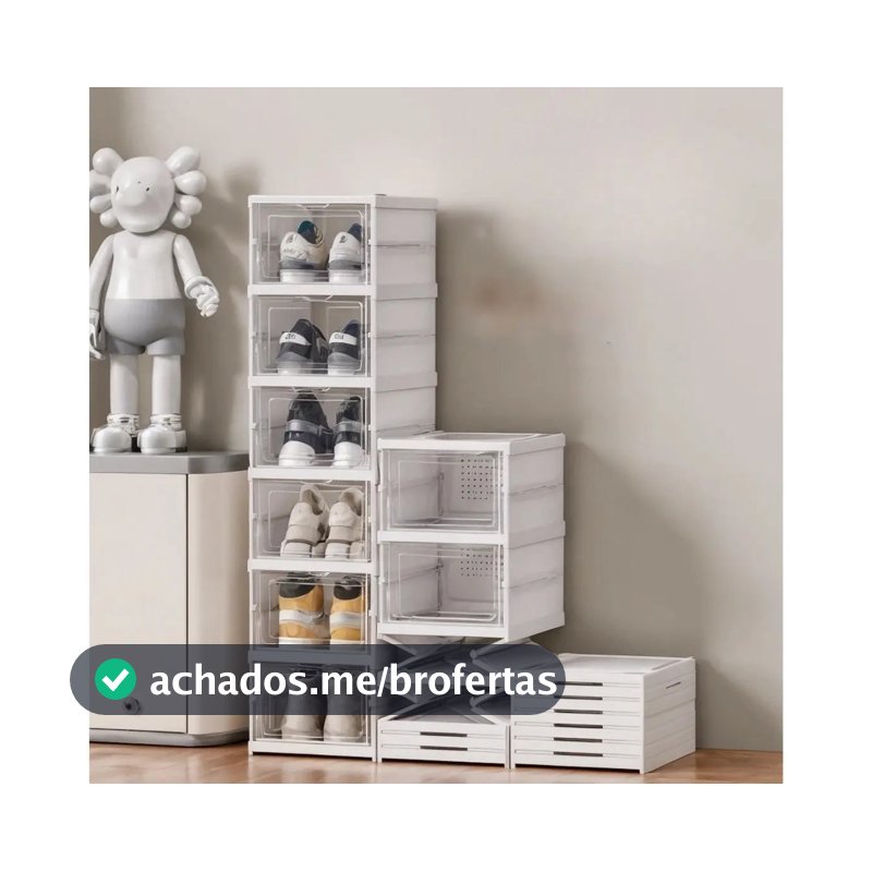 Sapateira Vertical Empilhável 6 Pares Organizador De Calçados Modular Branco Caixa de Tênis Fácil Montagem