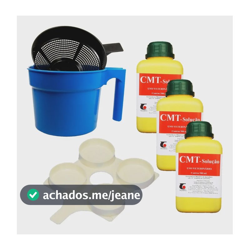 Kit Mastite Caneca Solução E Placa Vaca Leiteira Ordenha