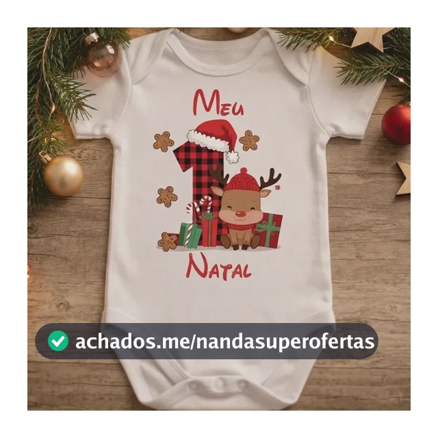 Body Bebe Tematico Natal Manga Curta