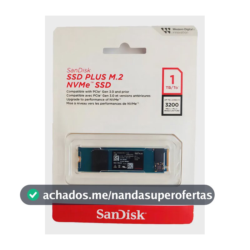 Ssd Nvme M.2 1tb Sandisk Plus Nvme 2280 Sdssda3n-1t00-g26 Azul-marinho