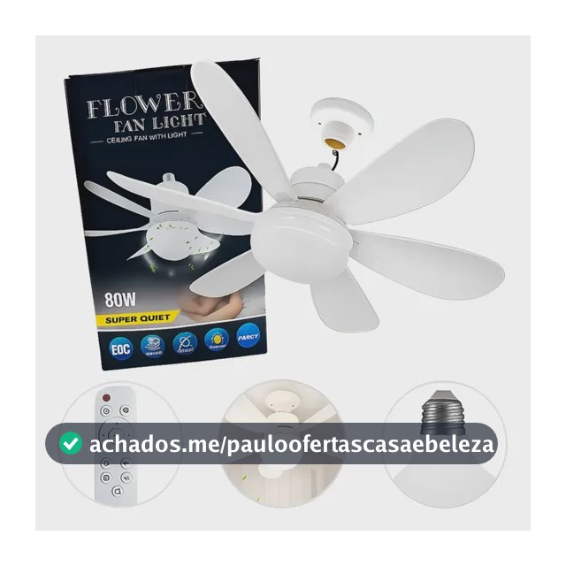 Ventilador De Teto Lâmpada 80w Led E27 Ajustável Bivolt