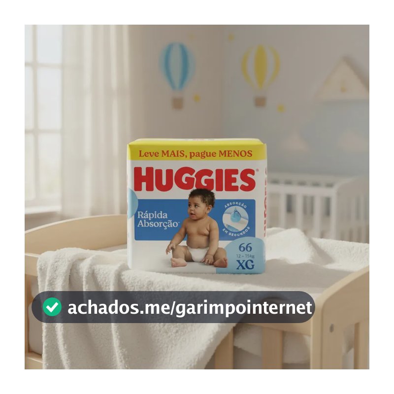 Huggies Fralda Descartável Rápida Absorção XG - 66 Un