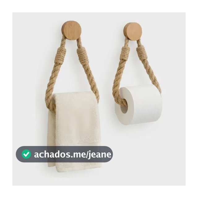 Suporte Porta Papel Toalha Corda Rústico Decoração Banheiro Madeira