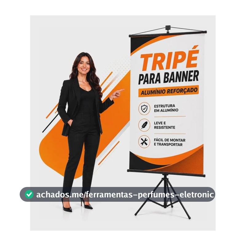 Tripé Banner 2.10m Regulável Aluminio Porta Banner Pedestal Preto