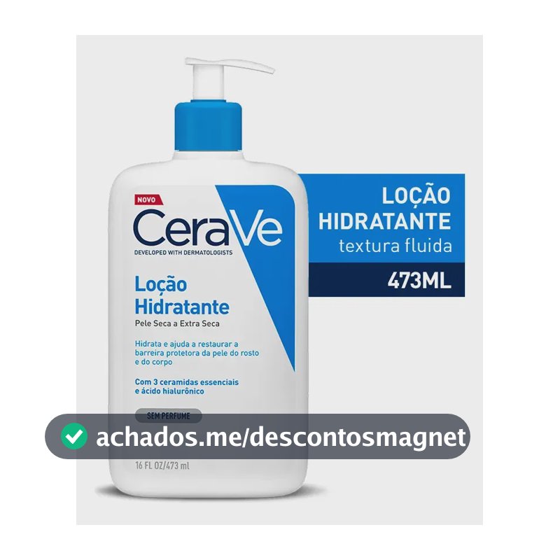 Loção Hidratante Corporal Sem Perfume, com Ceramidas Essenciais e Ácido Hialurônico, Textura Fluida CeraVe 473ml