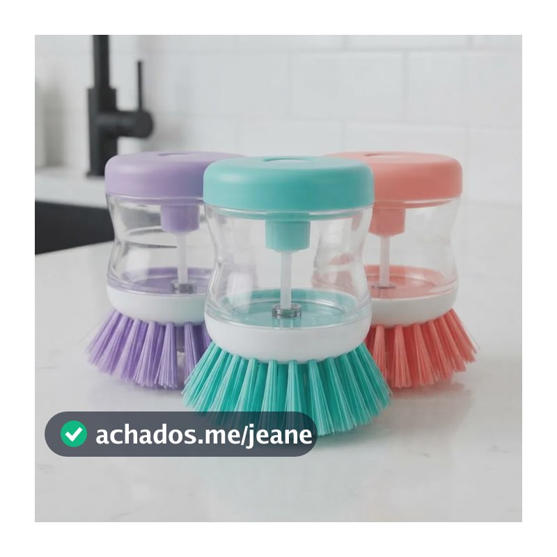 2 Escova De Limpeza Com Recipiente P Detergente Lava Louça