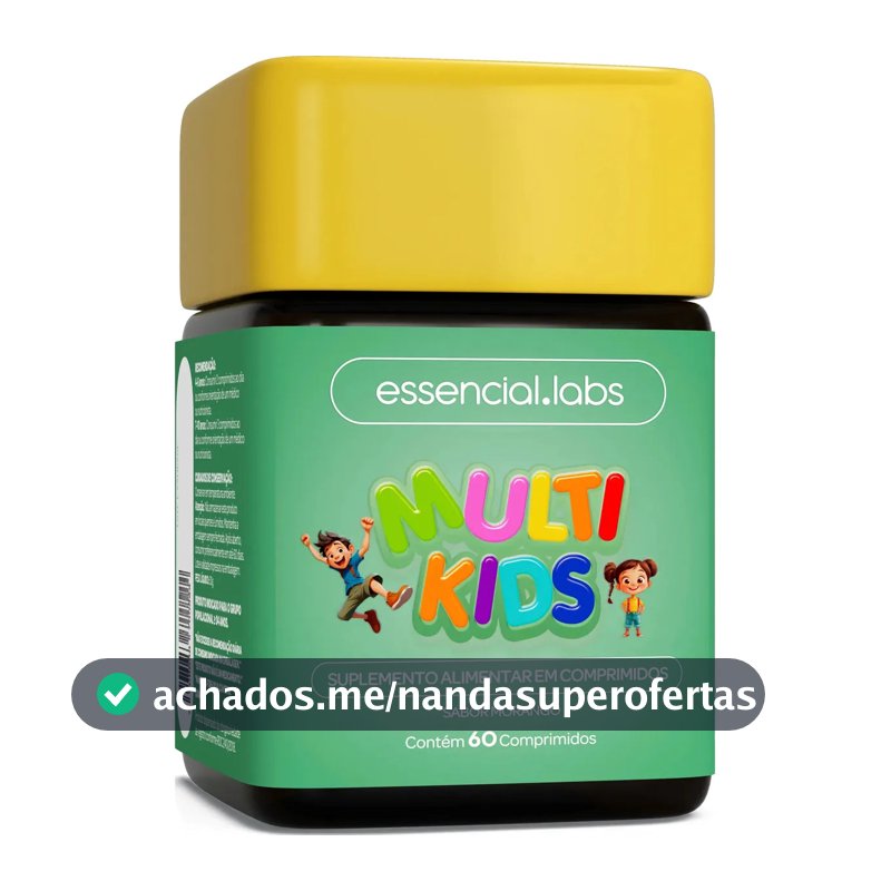 MULTIVITAMÍNICO de A a Zinco KIDS / INFANTIL Sabor Morango - Fórmula Exclusiva com Máxima Concentração e Pureza - 60 Comprimidos Mastigáveis
