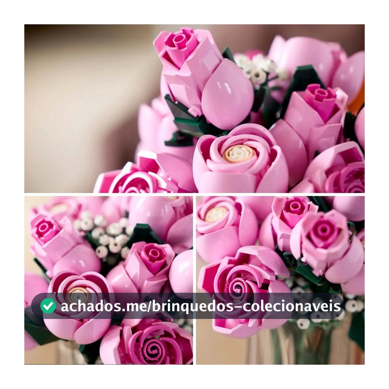 Buquê de flores de rosas rosa LEGO® Botanicals 10374