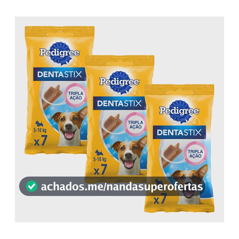 Kit 3 Petisco Pedigree Dentastix Raças Pequena 110g Com 7un