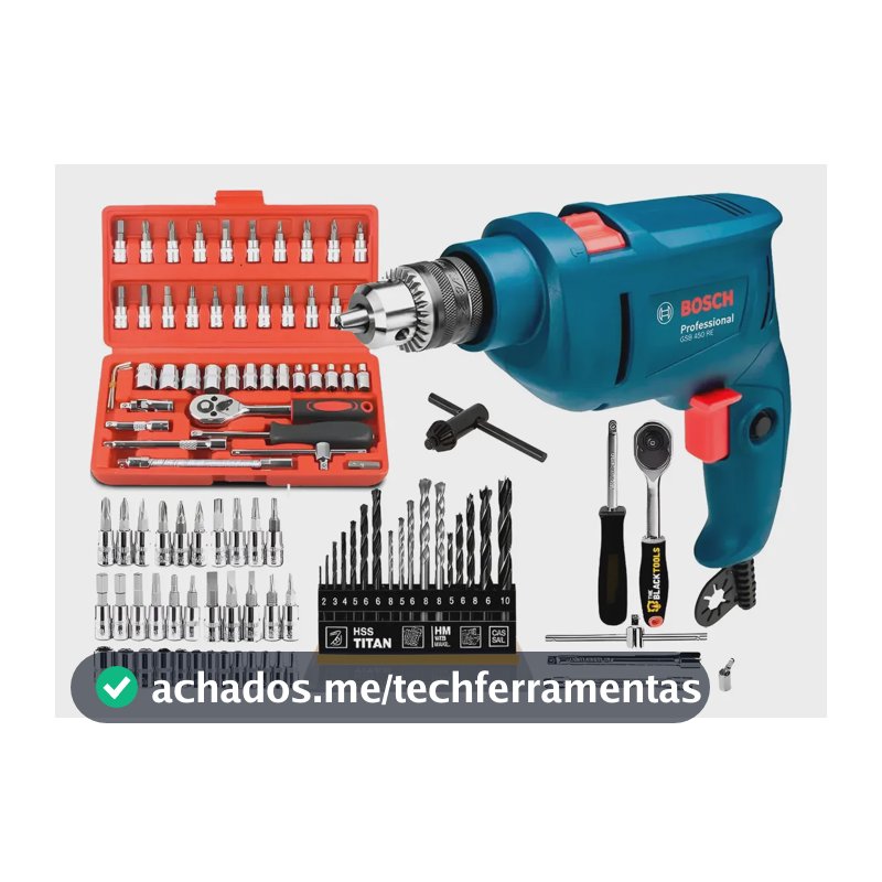 Furadeira Industrial Impacto Bosch + Kit Profissional 62 Pçs 127v 60hz