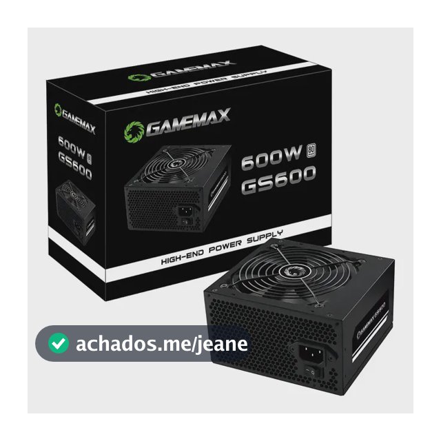 Fonte Gamer Gamemax Gs600 600w Box 80 Plus White Pfc Ativo Cor Preto
