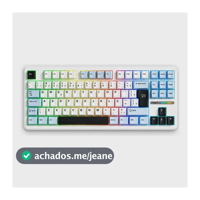 Teclado Mecânico Aula F87 Branco RGB Sem Fio Tri Mode Bluetooth 2.4GHz USB-C