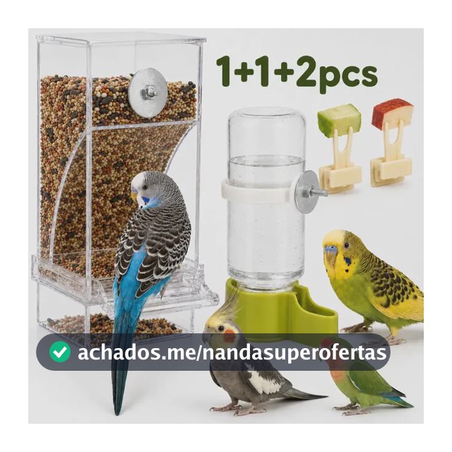 Kit Bebedouro E Comedouro de passaros aves Automático periquito calopsita alimentador coisas acessorios para gaiola de aves comedouro De Sementes Em Acrílico Transparente para canario fim sujeira