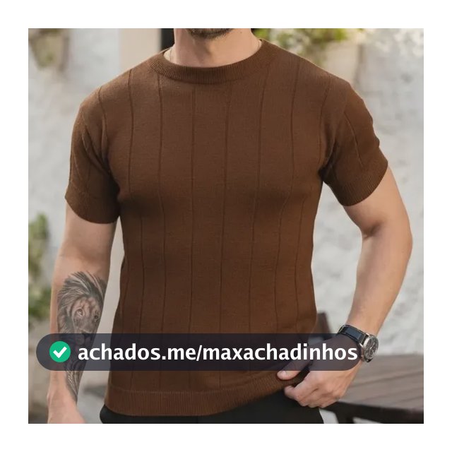 Camiseta Social Masculina Modal Tricô Macia Canelada Casual