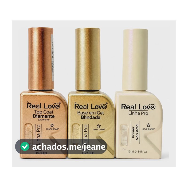 Kit 3 Preparadores Blindagem Unha Gel Real Love - Linha Pro Bege / Nude (tons Neutros)