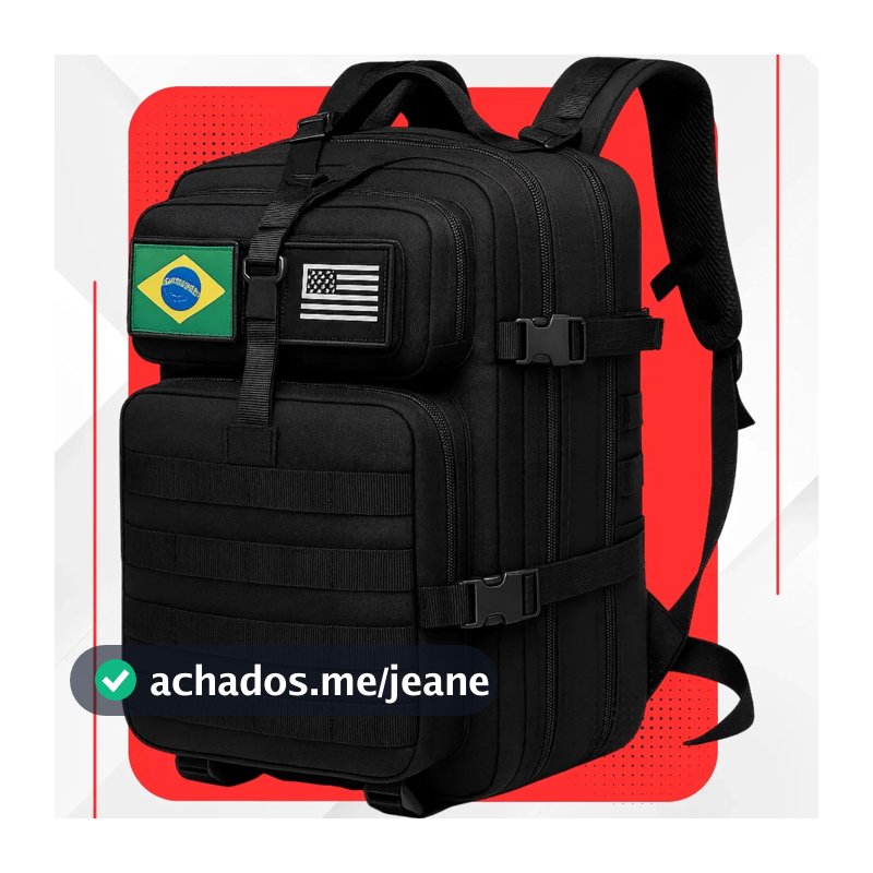 Mochila Tática Impermeável Militar Reforçada Grande 50 Litros Masculina Feminina Anne Preto