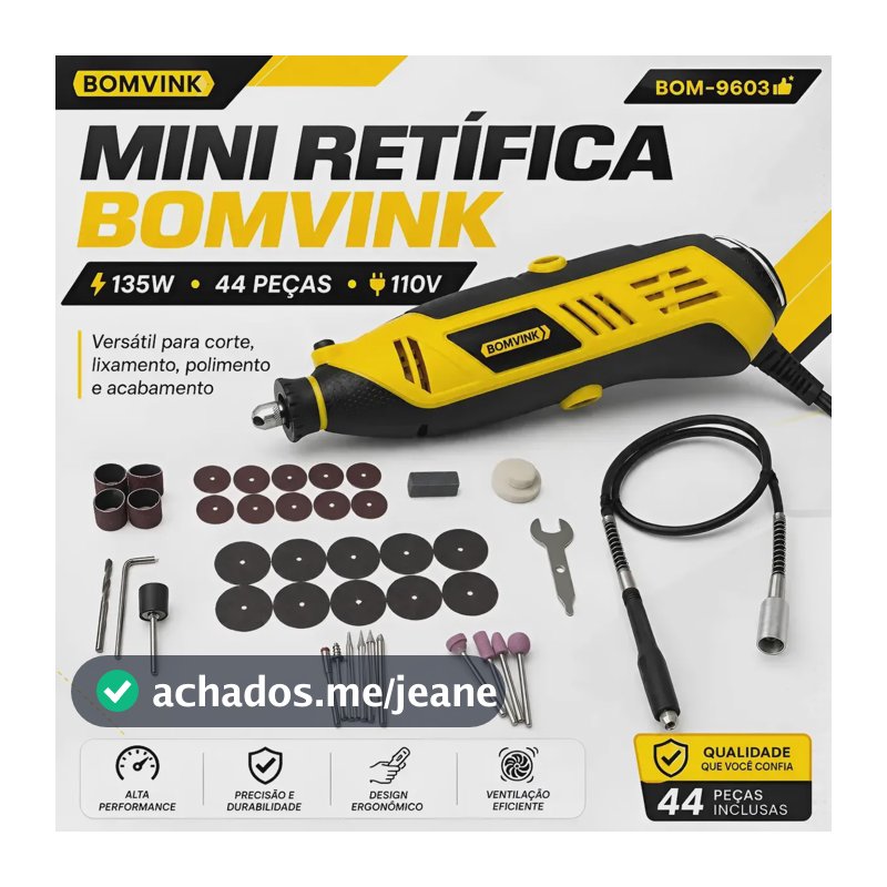 Mini Retífica Profissional Lixadeira 44 Peças 50/60hz 135w 127v 50/60hz 135 W