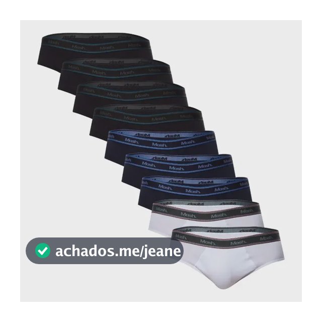Kit Com 10 Cueca Slip Masculino Mash Preto/ Azul Marinho / Branco Liso G