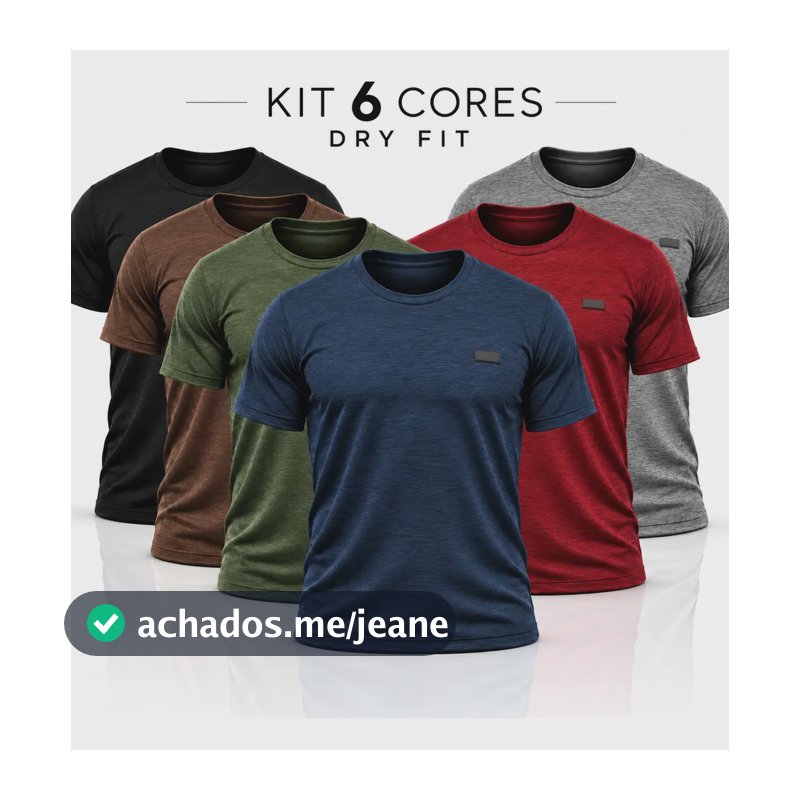 Kit 6 Camisas Masculinas Dry Fit Malha Fria Treino Academia Kit 6 Cores G