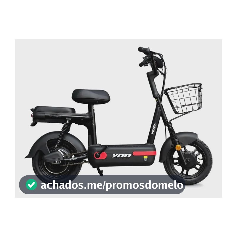 Bicicleta Elétrica Yoo Mobility Y-200 350w Farol Led Scooter Cor Preto