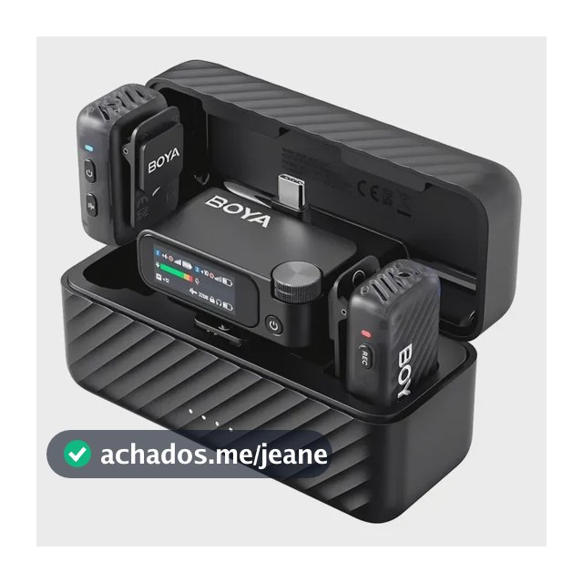 Microfone De Lapela Boya Boyamic 2-02 Usb C/3.5mm Preto