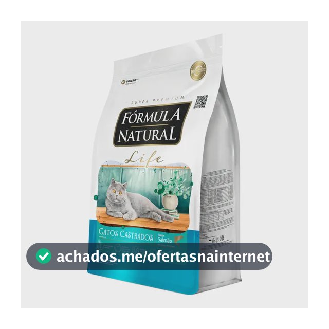 Ração fórmula Natural Life para gatos castrados sabor salmão 15kg