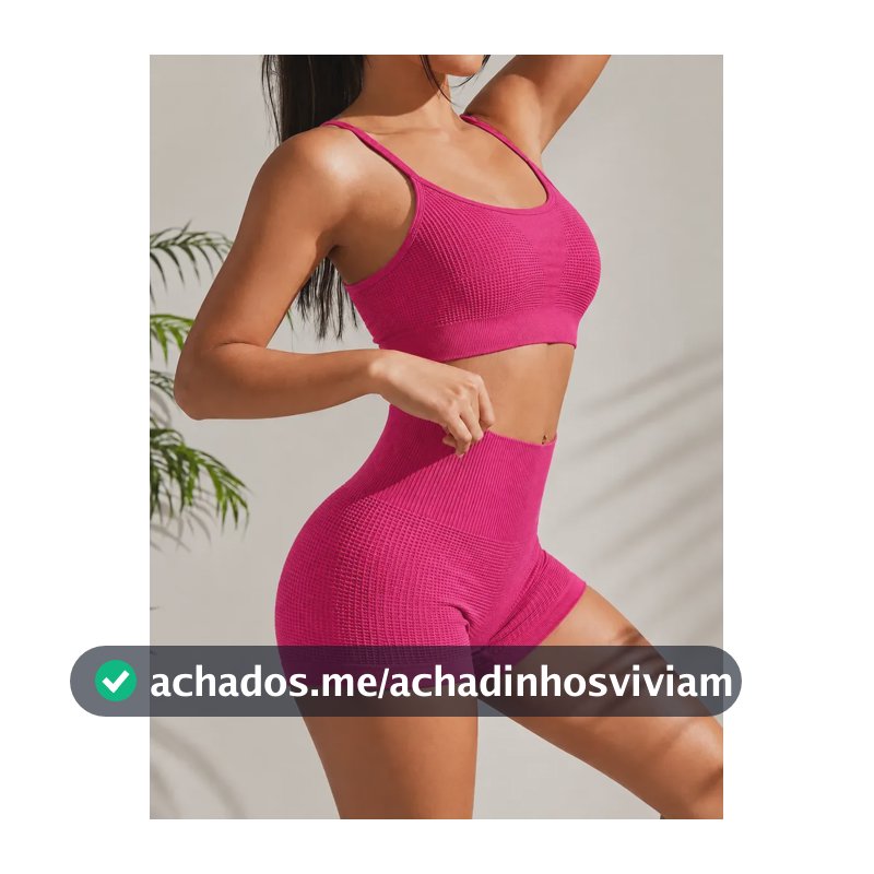 Conjunto Feminino Academia Top E Shorts Poliamida Demillus Magenta Microfibra De Poliamida Sem Costura Veste P E M Toque Gelado , Secagem Rápida