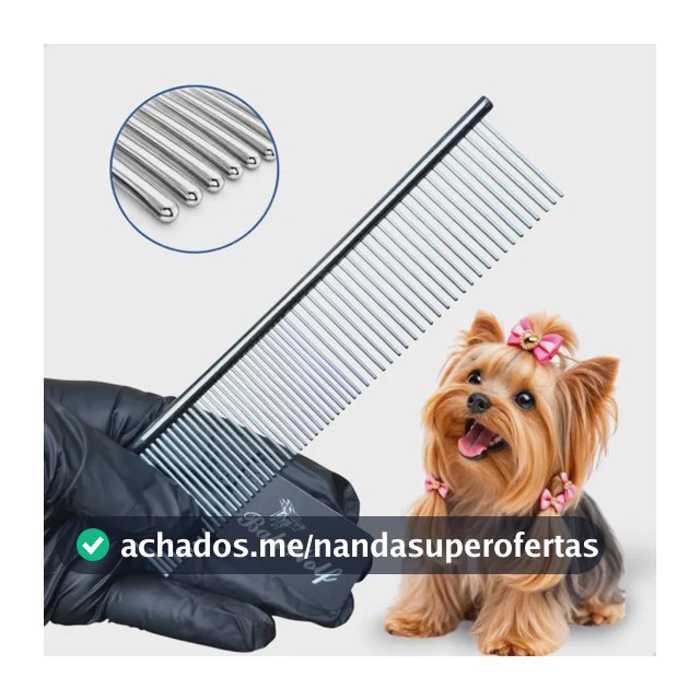 Pente Pet Aço Cromado Grande Largo Banho E Tosa 19cm Cromado