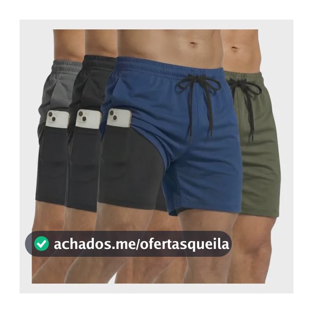 Kit 4 Shorts 2 Em 1 Masculino Dry Bermuda Academia Treino