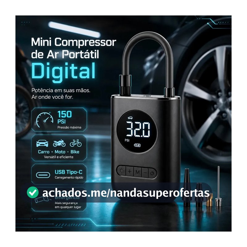Compressor De Ar Digital Pneu Calibrador Portátil Para Carro Moto Bike Sem Fio Mini Bomba De Ar Elétrico Tela Digital Led Pneus
