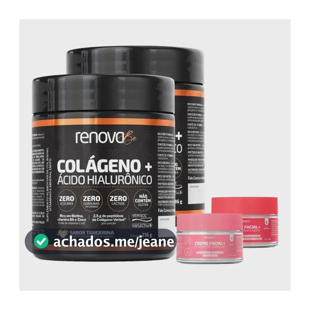 Ácido hialurônico Haplex Plus Renova Be Alimentar Pele Rugas em colageno em po sabor Tangerina 2 un