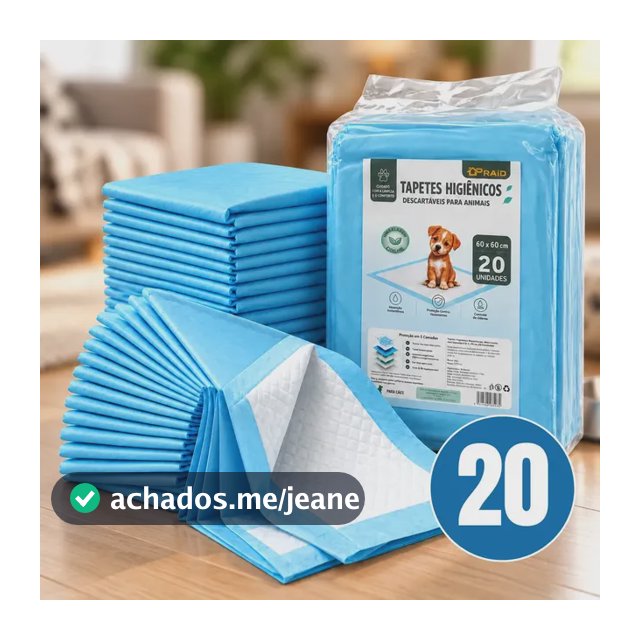 Tapete Higiênico Para Cachorro Descartável Alta Absorção 60x60 20 Unidades Secagem Rápida Cão Proteção Piso