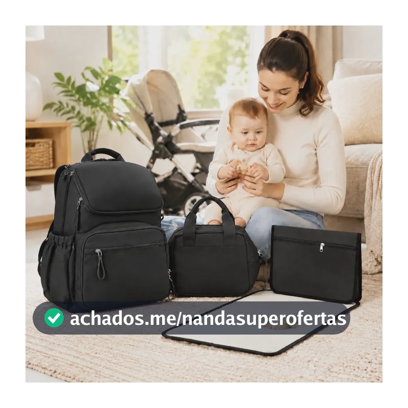 Mochilas para gestantes e bebês Mochila Bolsa Maternidade Térmica Presente Bebê Versão Luxo,bolsa maternidade,saquinho maternidade,Preto