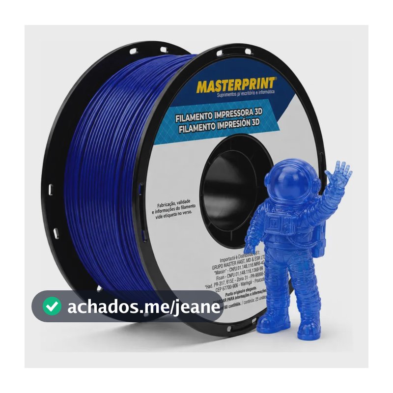 Filamento De Impressora 3d Petg 1,75mm 1kg Masterprint Azul Translucido