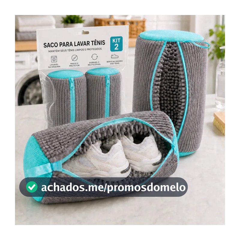 Kit 2 Sacos Para Lavar Tênis E Sapatos Em Máquina De Lavar – Saco Telado Anti-Impacto Com Fechamento Em Zíper