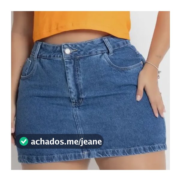Saia Jeans Plus Size Básica Lisa Barra Feita Cintura Alta