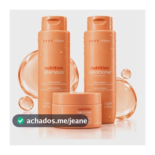 Kit Shampoo Condicionador E Mascara Braé Stages Nutrition