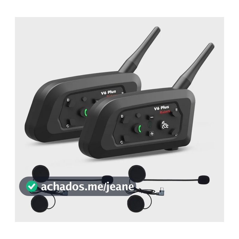 Par Intercomunicador V6 Plus Capacete Comunicador Sem Fio