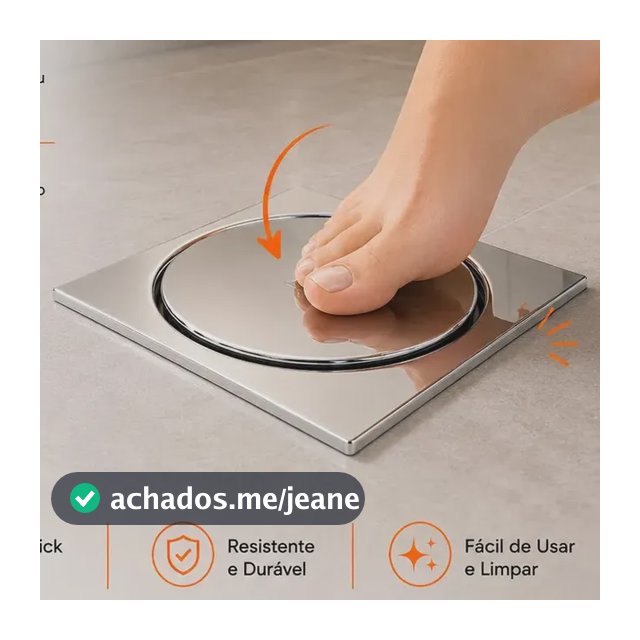 Ralo Click 15x15 Inteligente Pop Up Inox Oculto Invisível Para Banheiro E Cozinha Anti Insetos Anti Odor Acabamento Premium